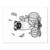 Herfst Pug Dog (fawn) pompoenen luiers Rubberstempel (Afrduk)
