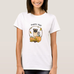 Herfst Pug Dog (fawn) pompoenen luiers T-shirt