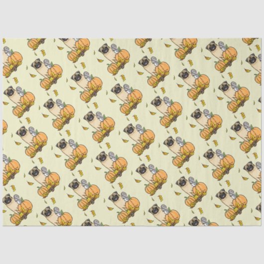 Herfst Pug Dog (fawn) pompoenen luiers Tissuepapier (Voorkant)