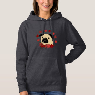 Herfst Pug met bladeren, pompoenen en zonnebloemen Hoodie
