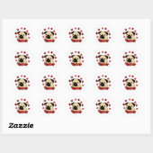 Herfst Pug met Tossed Leaf Krans Ronde Sticker (Vel)