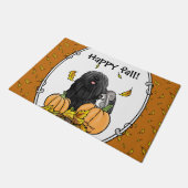 Herfst Puli Dog (zwart) pompoenen blazen schimmels Deurmat (Schuin)