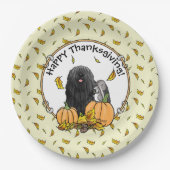 Herfst Puli Dog (zwart) pompoenen blazen schimmels Papieren Bordje (Voorkant)