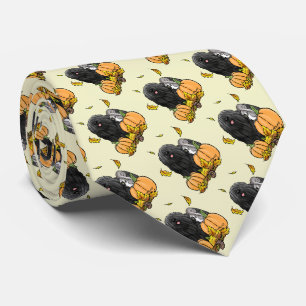 Herfst Puli Dog (zwart) pompoenen blazen schimmels Stropdas