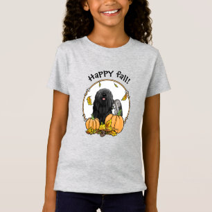 Herfst Puli Dog (zwart) pompoenen blazen schimmels T-shirt