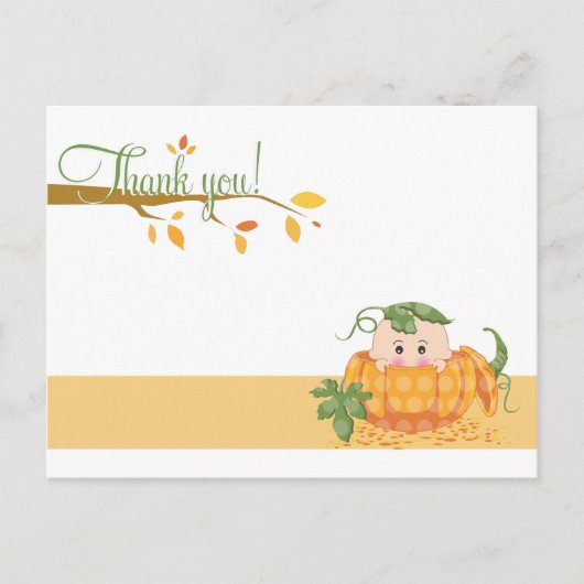 Herfst Pumkin | Baby shower Dank u Briefkaart (Voorkant)