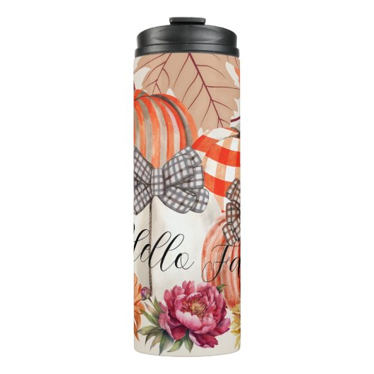 Herfst Pumkin Floral Thermosbeker (Voorkant)