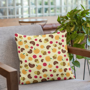 Herfst Pumpkin Acorn Chestnut Berries Pattern Kussen