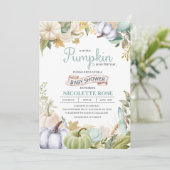 Herfst Pumpkin Autumn Baby shower Invitation Boy Kaart (Staand voorkant)