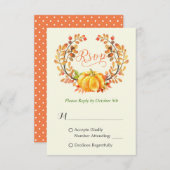 Herfst Pumpkin Autumn Floral Leaves Wreath RSVP (Voorkant / Achterkant)