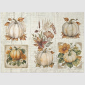 Herfst Pumpkin Autumn Leaves Rustic Wood Decoupage Tissuepapier (Voorkant)