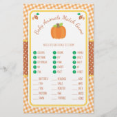 Herfst Pumpkin Baby shower Animal Match Game Flyer (Voorkant)