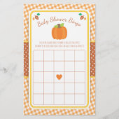 Herfst Pumpkin Baby shower Bingo Game (Voorkant)