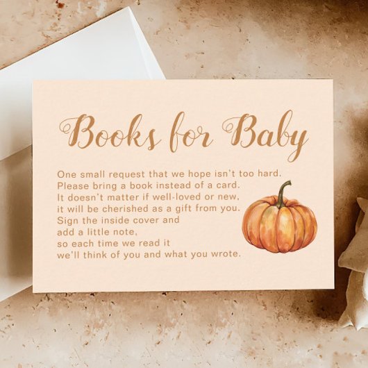 Herfst Pumpkin Baby shower Book Request Informatiekaartje
