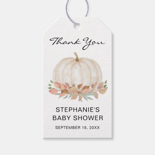 Herfst Pumpkin Baby shower Cadeaulabel (Voorkant)