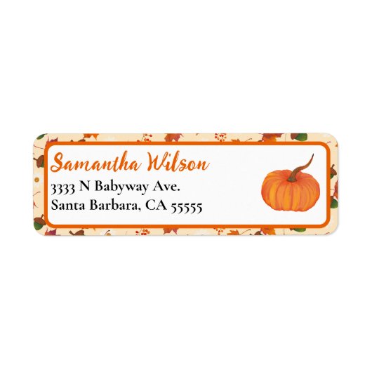 Herfst Pumpkin Baby shower Etiket (Voorkant)