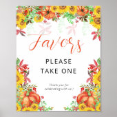 Herfst Pumpkin Baby shower Favors Sign. Poster (Voorkant)