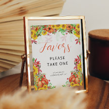 Herfst Pumpkin Baby shower Favors Sign.