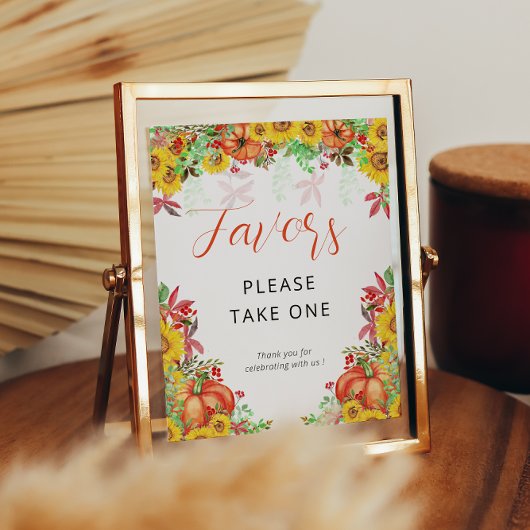 Herfst Pumpkin Baby shower Favors Sign. Poster