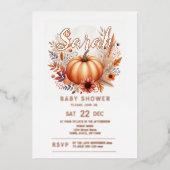 Herfst Pumpkin Baby shower Folie Uitnodiging (Voorkant)
