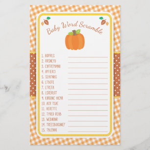 Herfst Pumpkin Baby shower Game - Word Scramble Flyer