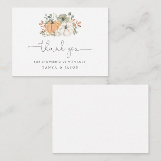 Herfst Pumpkin Baby shower Hartelijk dank Notitiekaartje (Voorkant / Achterkant)