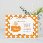 Herfst Pumpkin Baby shower Invitation Girl Kaart (Staand voorkant)