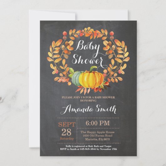 Herfst Pumpkin-Baby shower Kaart (Voorkant)