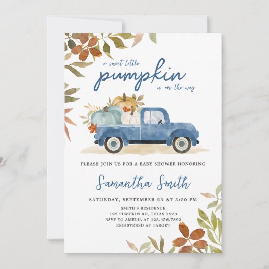 Herfst Pumpkin-Baby shower Kaart (Voorkant)