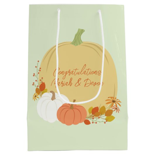 Herfst Pumpkin Baby shower Medium Cadeauzakje (Achterkant)