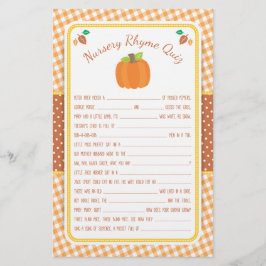 Herfst Pumpkin Baby shower Nursery Rhyme Quiz Game Flyer