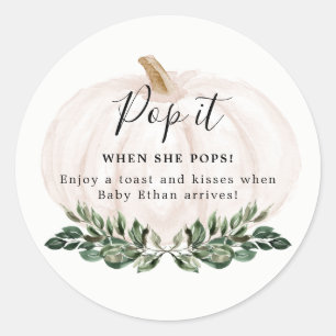 Herfst Pumpkin Baby shower Pop het als ze Pop Ronde Sticker