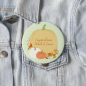 Herfst Pumpkin Baby shower Ronde Button 4,0 Cm (In situ)