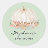 Herfst Pumpkin Baby shower Ronde Sticker (Voorkant)