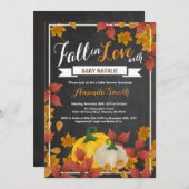 Herfst Pumpkin-Baby shower, uitnodiging (Voorkant / Achterkant)