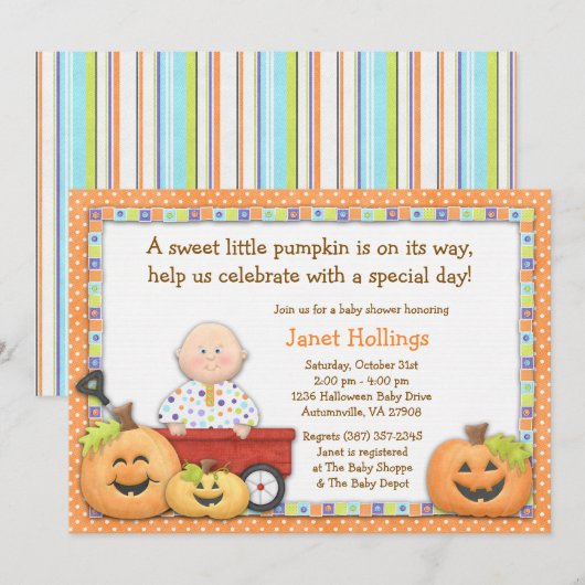Herfst Pumpkin Baby shower Uitnodiging (Voorkant / Achterkant)