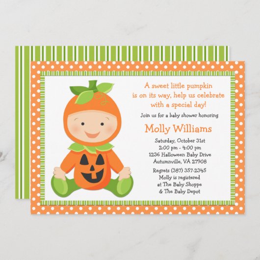 Herfst Pumpkin Baby shower Uitnodiging (Voorkant / Achterkant)