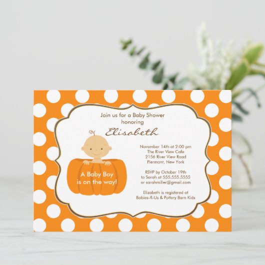 Herfst Pumpkin Baby Shower - Uitnodiging (Staand voorkant)