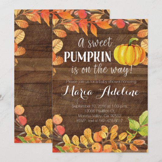 Herfst Pumpkin Baby shower Uitnodiging (Voorkant / Achterkant)