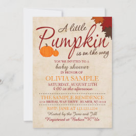 Herfst Pumpkin Baby shower Uitnodiging