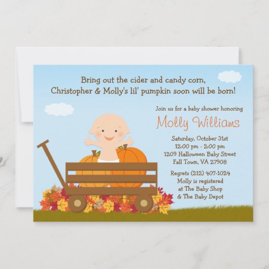 Herfst Pumpkin Baby shower Uitnodiging (Voorkant)