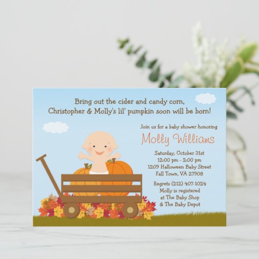 Herfst Pumpkin Baby shower Uitnodiging (Staand voorkant)