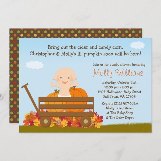 Herfst Pumpkin Baby shower Uitnodiging (Voorkant / Achterkant)
