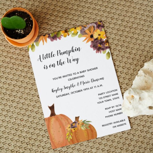 Herfst Pumpkin Baby shower Uitnodiging