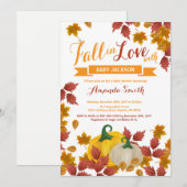 Herfst Pumpkin-Baby shower, uitnodiging (Voorkant / Achterkant)
