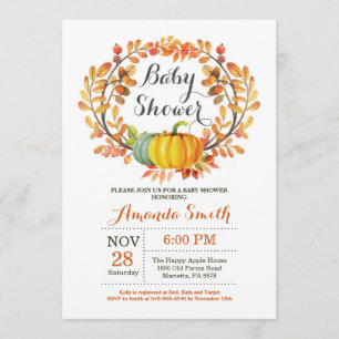 Herfst Pumpkin Baby shower Uitnodiging Kaart