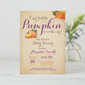 Herfst Pumpkin Baby shower Uitnodiging Oranje Paar (Staand voorkant)