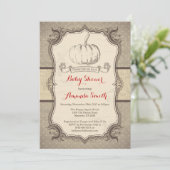 Herfst Pumpkin Baby shower Uitnodiging  Retro (Staand voorkant)