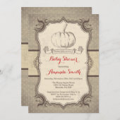 Herfst Pumpkin Baby shower Uitnodiging  Retro (Voorkant / Achterkant)
