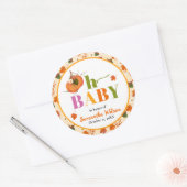 Herfst Pumpkin Baby shower Uitnodiging Ronde Sticker (Envelop)